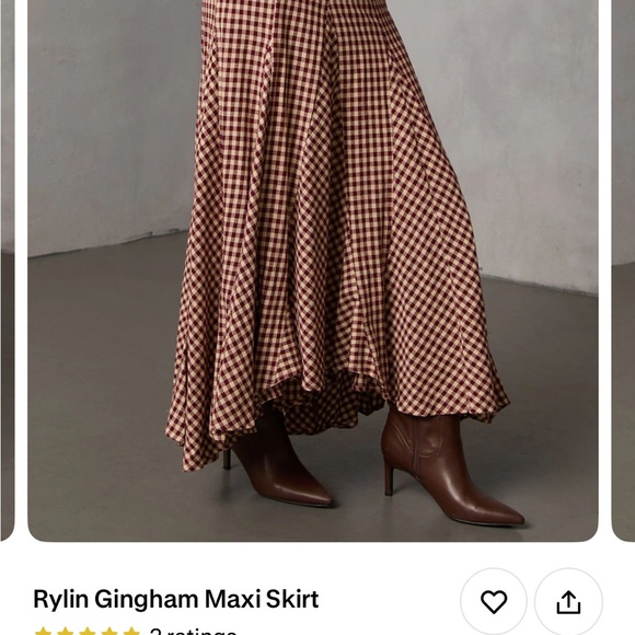 Vici burgundy gingham maxi skirt - Picture 2 of 2